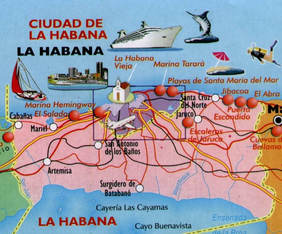 karte pludmales Havana