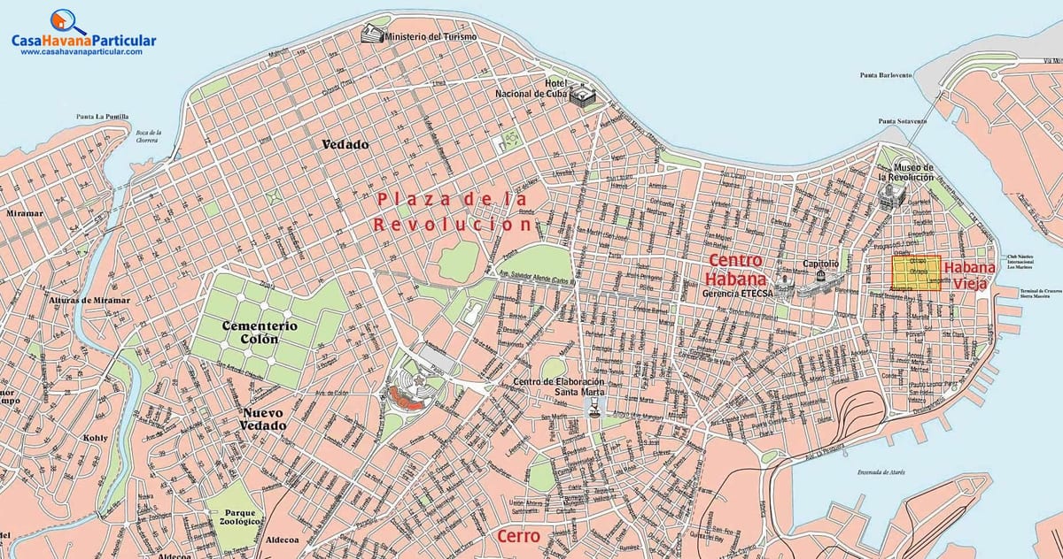 pilsētas ielu kartes Havana Kubas