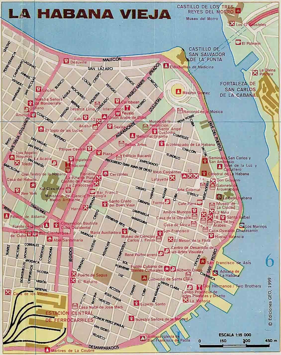 vecā Havana, Kuba karte