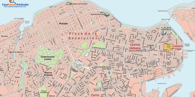 Pilsētas ielu kartes Havana Kubas